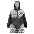 New Zealand Ta Moko Wearable Blanket Hoodie Aotearoa Maori Chest Tattoo Black