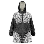 New Zealand Ta Moko Wearable Blanket Hoodie Aotearoa Maori Chest Tattoo Black