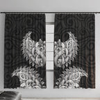 New Zealand Ta Moko Window Curtain Aotearoa Maori Chest Tattoo Black