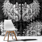 New Zealand Ta Moko Window Curtain Aotearoa Maori Chest Tattoo Black