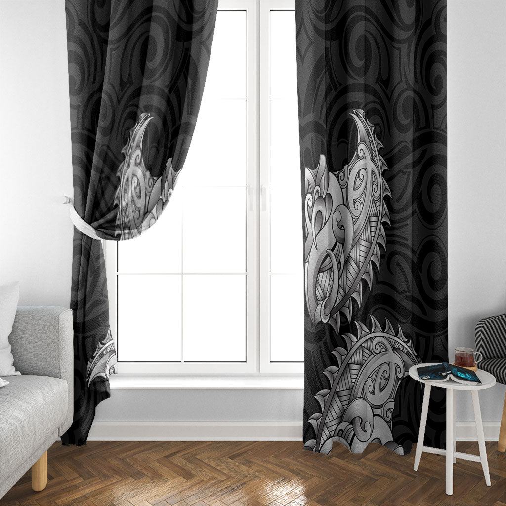 New Zealand Ta Moko Window Curtain Aotearoa Maori Chest Tattoo Black