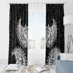New Zealand Ta Moko Window Curtain Aotearoa Maori Chest Tattoo Black