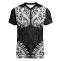 New Zealand Ta Moko Women V-Neck T-Shirt Aotearoa Maori Chest Tattoo Black