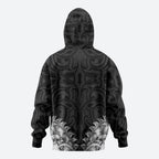 New Zealand Ta Moko Zip Hoodie Aotearoa Maori Chest Tattoo Black