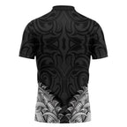New Zealand Ta Moko Zipper Polo Shirt Aotearoa Maori Chest Tattoo Black