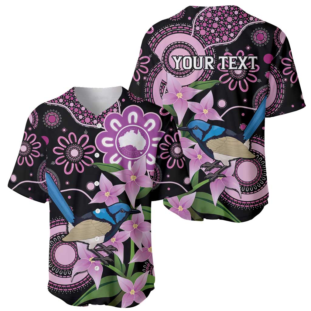 Personalised Australia Boronia And Malurus Cyaneus Baseball Jersey Aboriginal Art