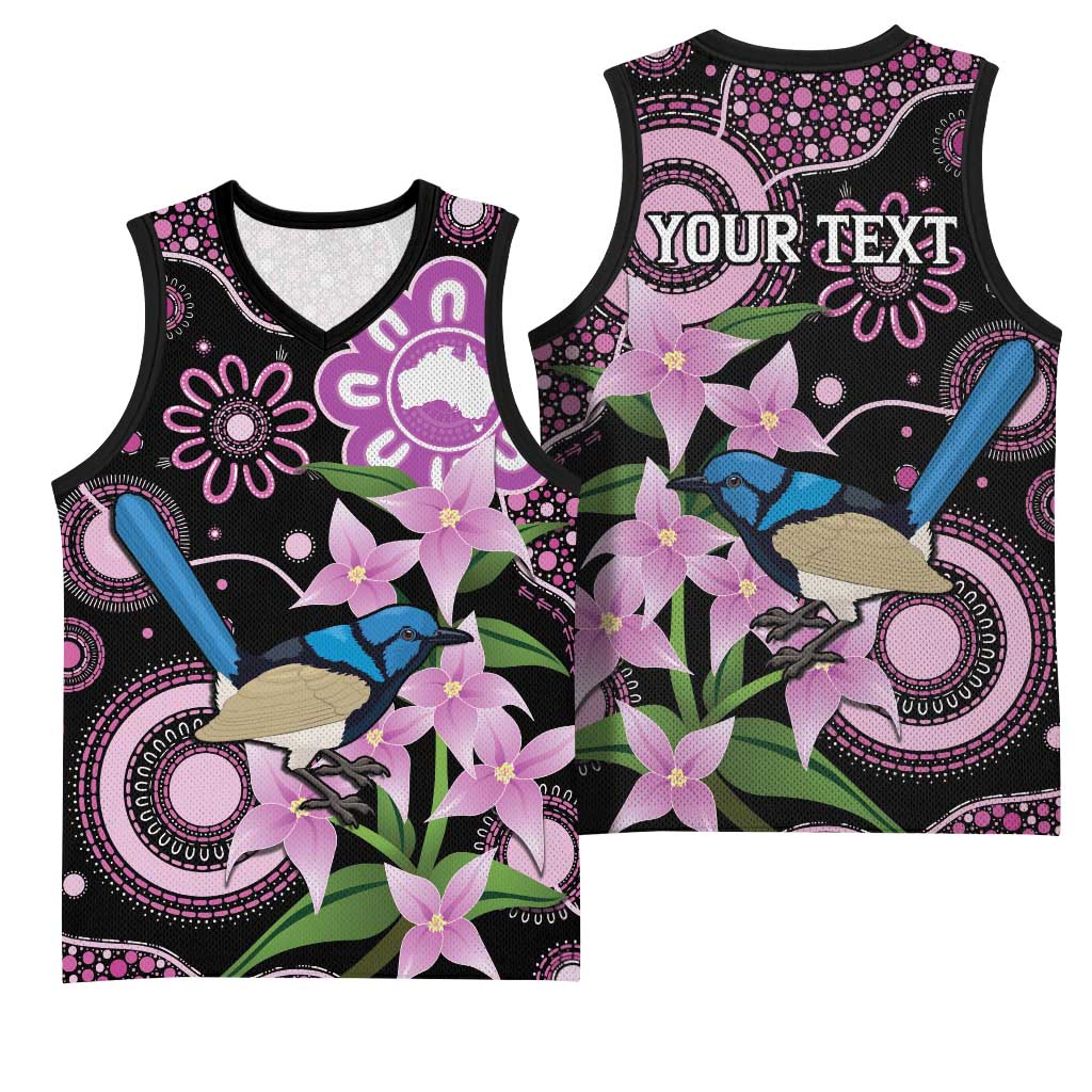 Personalised Australia Boronia And Malurus Cyaneus Basketball Jersey Aboriginal Art - Aussie Hoodie