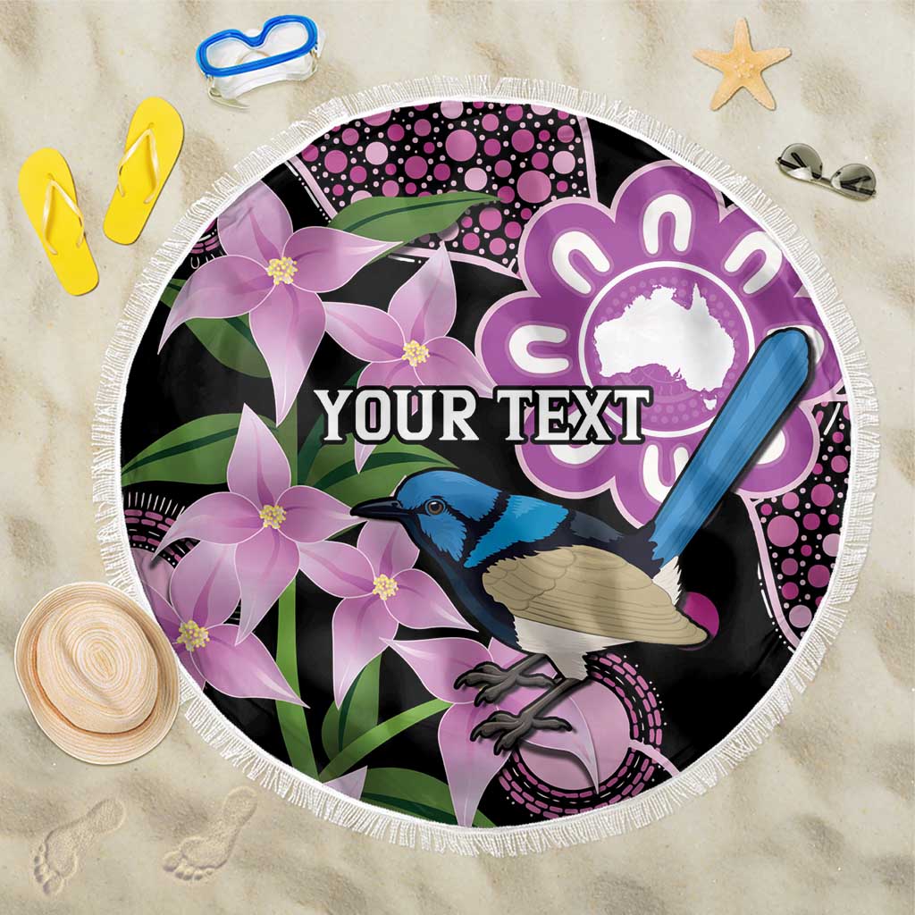 Personalised Australia Boronia And Malurus Cyaneus Beach Blanket Aboriginal Art