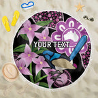 Personalised Australia Boronia And Malurus Cyaneus Beach Blanket Aboriginal Art