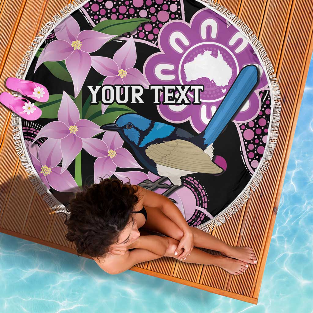 Personalised Australia Boronia And Malurus Cyaneus Beach Blanket Aboriginal Art