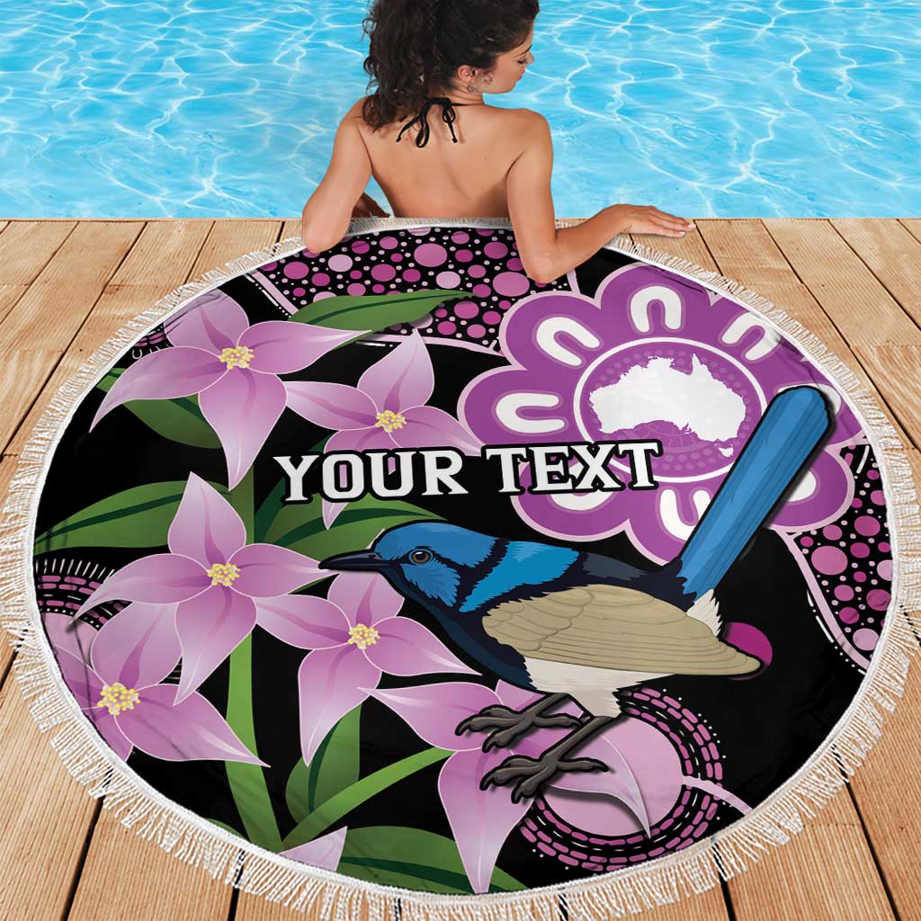 Personalised Australia Boronia And Malurus Cyaneus Beach Blanket Aboriginal Art
