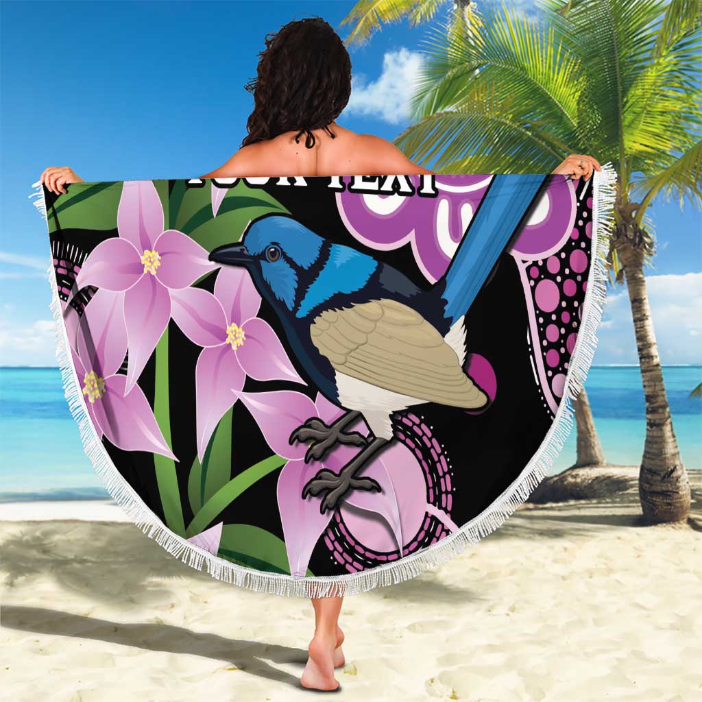 Personalised Australia Boronia And Malurus Cyaneus Beach Blanket Aboriginal Art