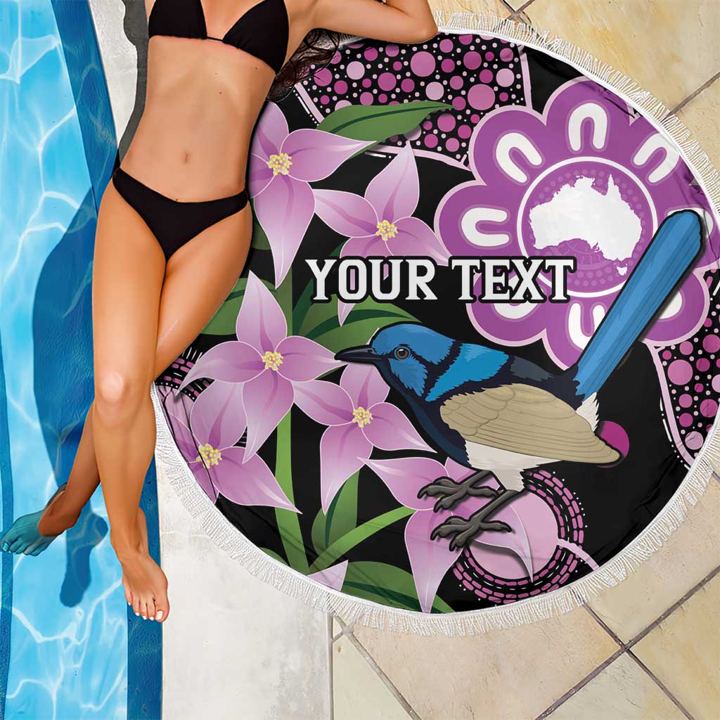 Personalised Australia Boronia And Malurus Cyaneus Beach Blanket Aboriginal Art