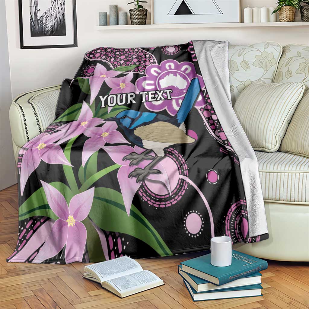 Personalised Australia Boronia And Malurus Cyaneus Blanket Aboriginal Art
