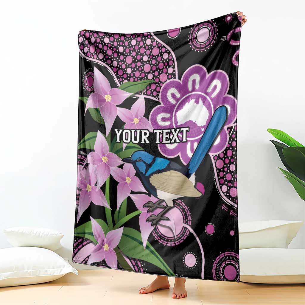 Personalised Australia Boronia And Malurus Cyaneus Blanket Aboriginal Art