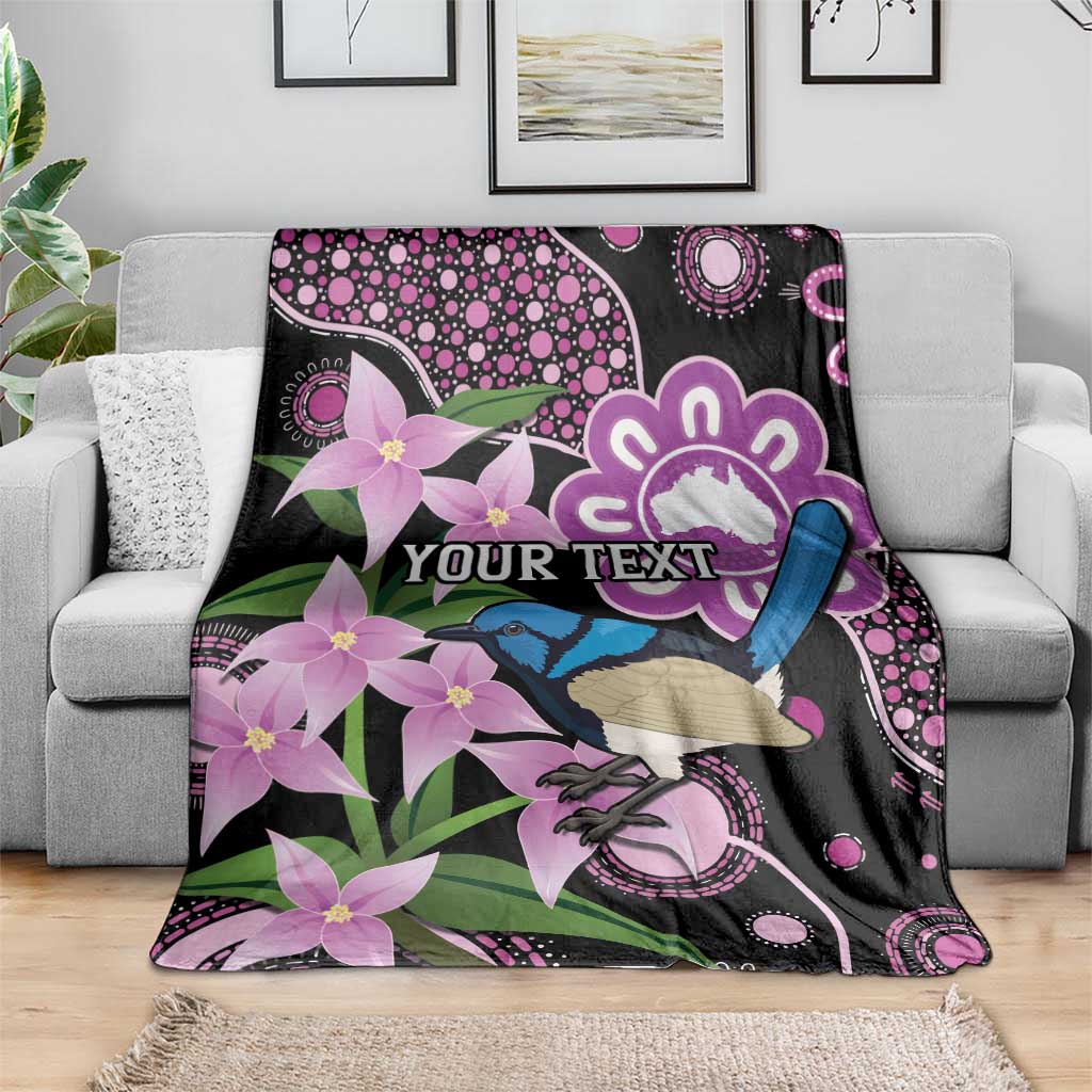 Personalised Australia Boronia And Malurus Cyaneus Blanket Aboriginal Art