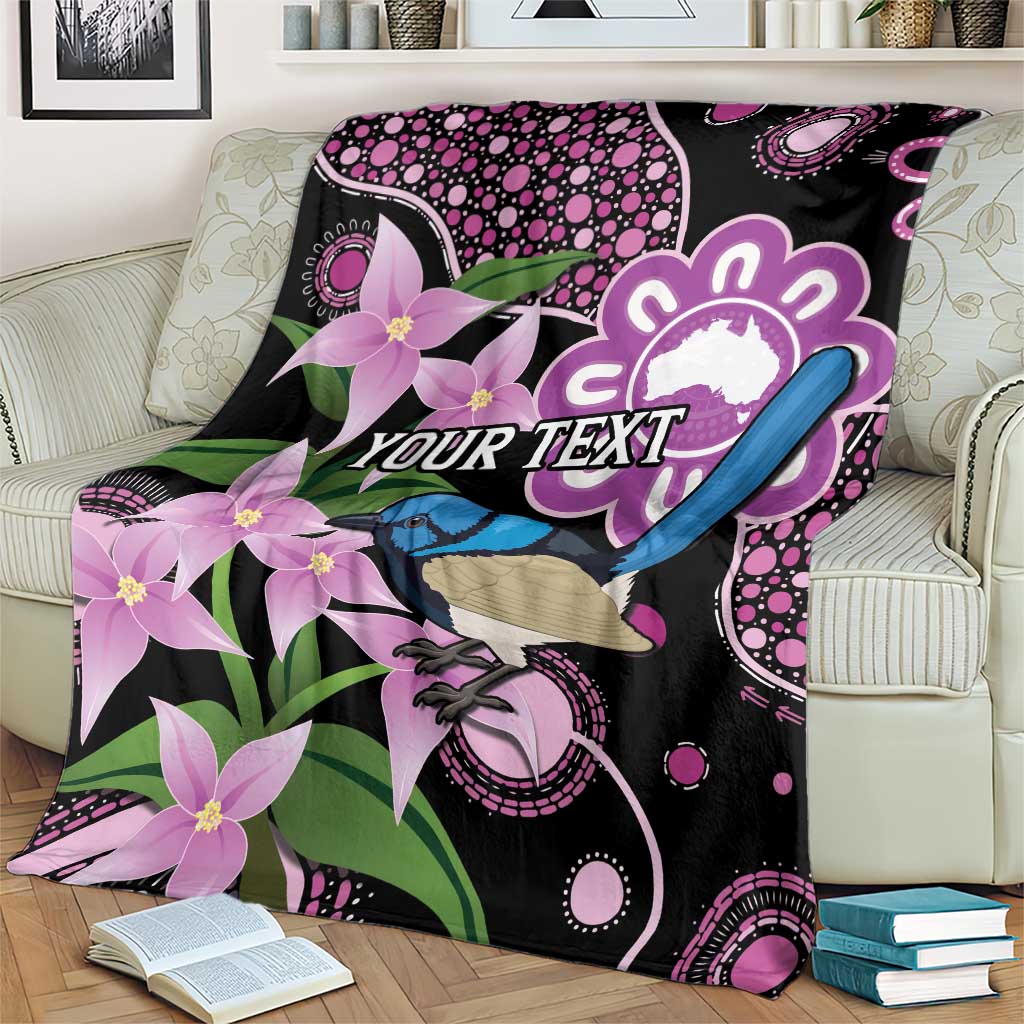 Personalised Australia Boronia And Malurus Cyaneus Blanket Aboriginal Art