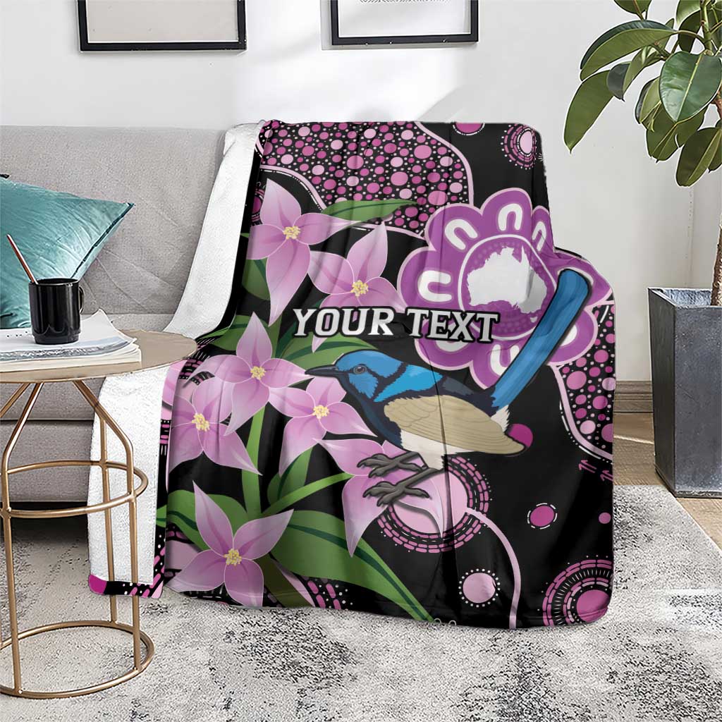 Personalised Australia Boronia And Malurus Cyaneus Blanket Aboriginal Art
