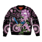 Personalised Australia Boronia And Malurus Cyaneus Bomber Jacket Aboriginal Art