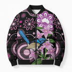 Personalised Australia Boronia And Malurus Cyaneus Bomber Puffer Jacket Aboriginal Art - Aussie Hoodie