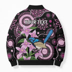 Personalised Australia Boronia And Malurus Cyaneus Bomber Puffer Jacket Aboriginal Art - Aussie Hoodie