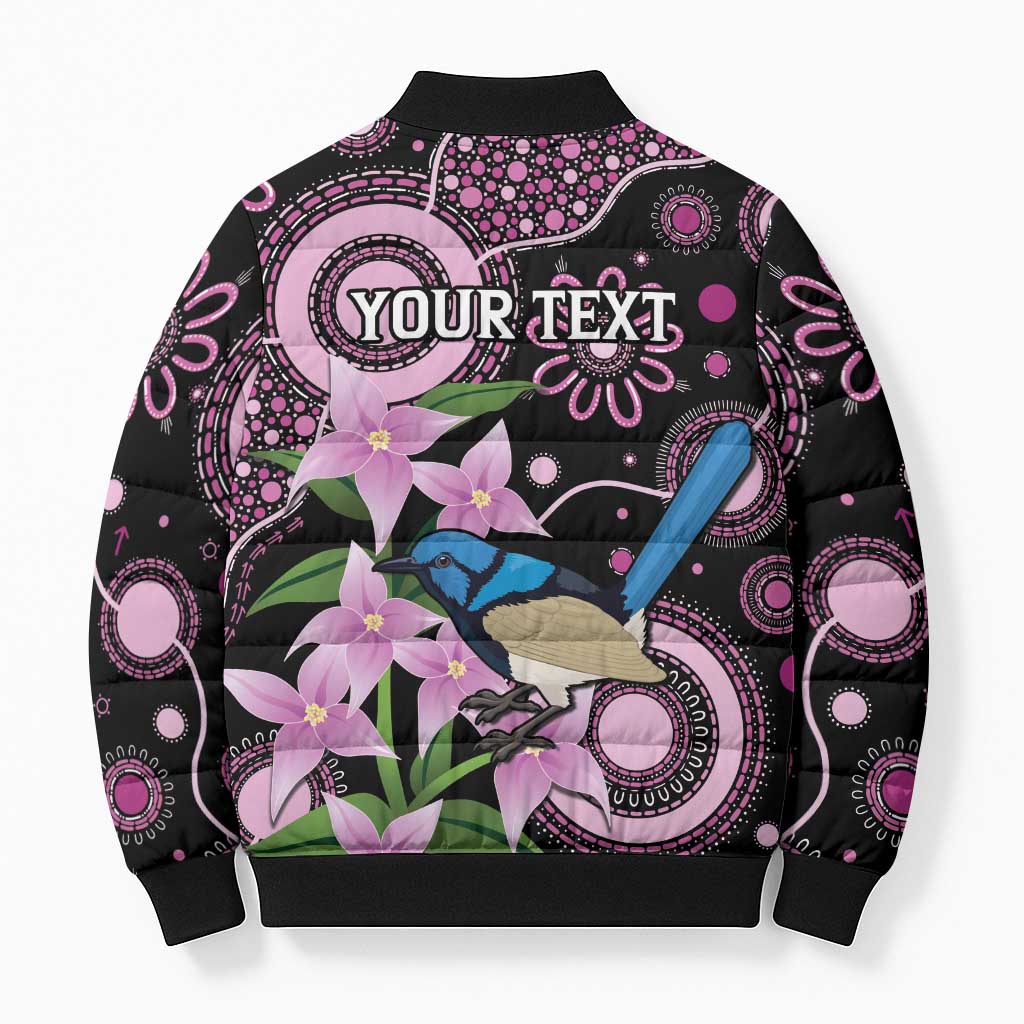 Personalised Australia Boronia And Malurus Cyaneus Bomber Puffer Jacket Aboriginal Art - Aussie Hoodie