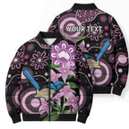Personalised Australia Boronia And Malurus Cyaneus Bomber Puffer Jacket Aboriginal Art - Aussie Hoodie