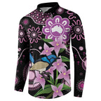 Personalised Australia Boronia And Malurus Cyaneus Button Sweatshirt Aboriginal Art