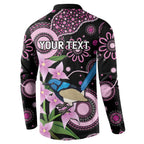 Personalised Australia Boronia And Malurus Cyaneus Button Sweatshirt Aboriginal Art