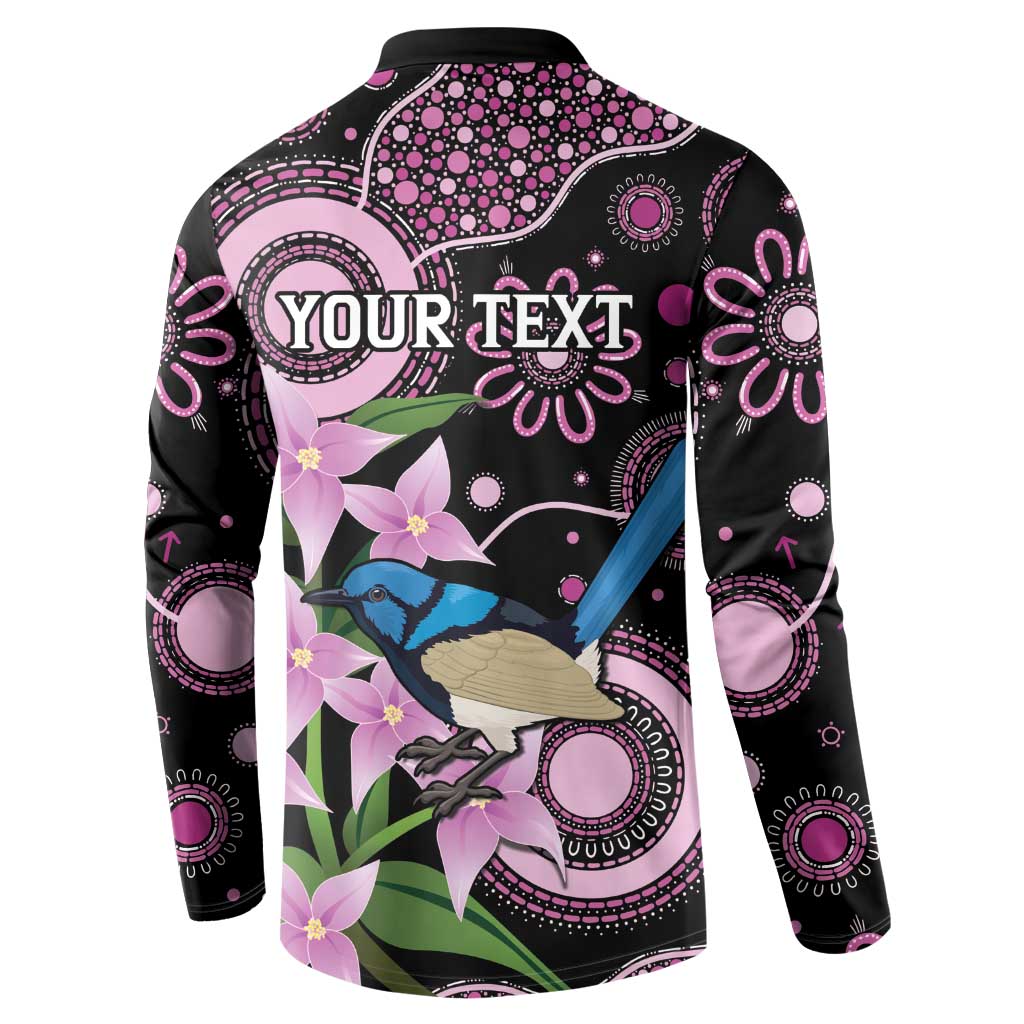 Personalised Australia Boronia And Malurus Cyaneus Button Sweatshirt Aboriginal Art