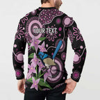 Personalised Australia Boronia And Malurus Cyaneus Button Sweatshirt Aboriginal Art