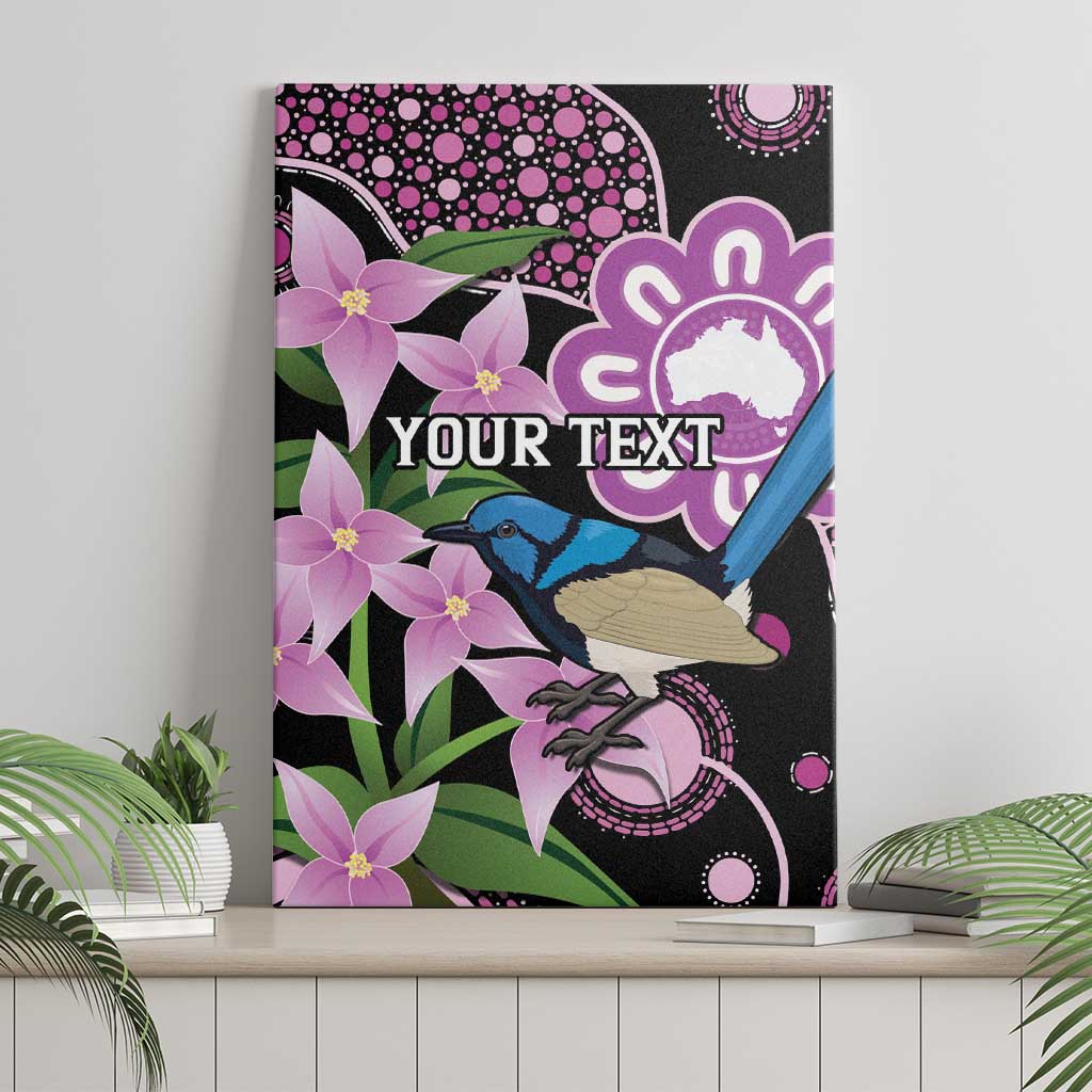 Personalised Australia Boronia And Malurus Cyaneus Canvas Wall Art Aboriginal Art