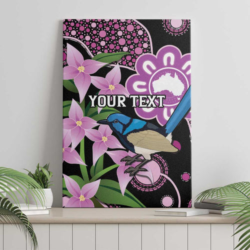 Personalised Australia Boronia And Malurus Cyaneus Canvas Wall Art Aboriginal Art
