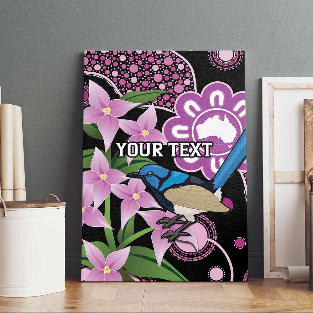 Personalised Australia Boronia And Malurus Cyaneus Canvas Wall Art Aboriginal Art