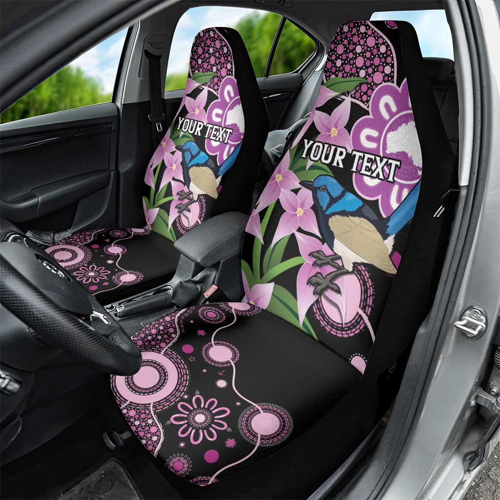 Personalised Australia Boronia And Malurus Cyaneus Car Seat Cover Aboriginal Art