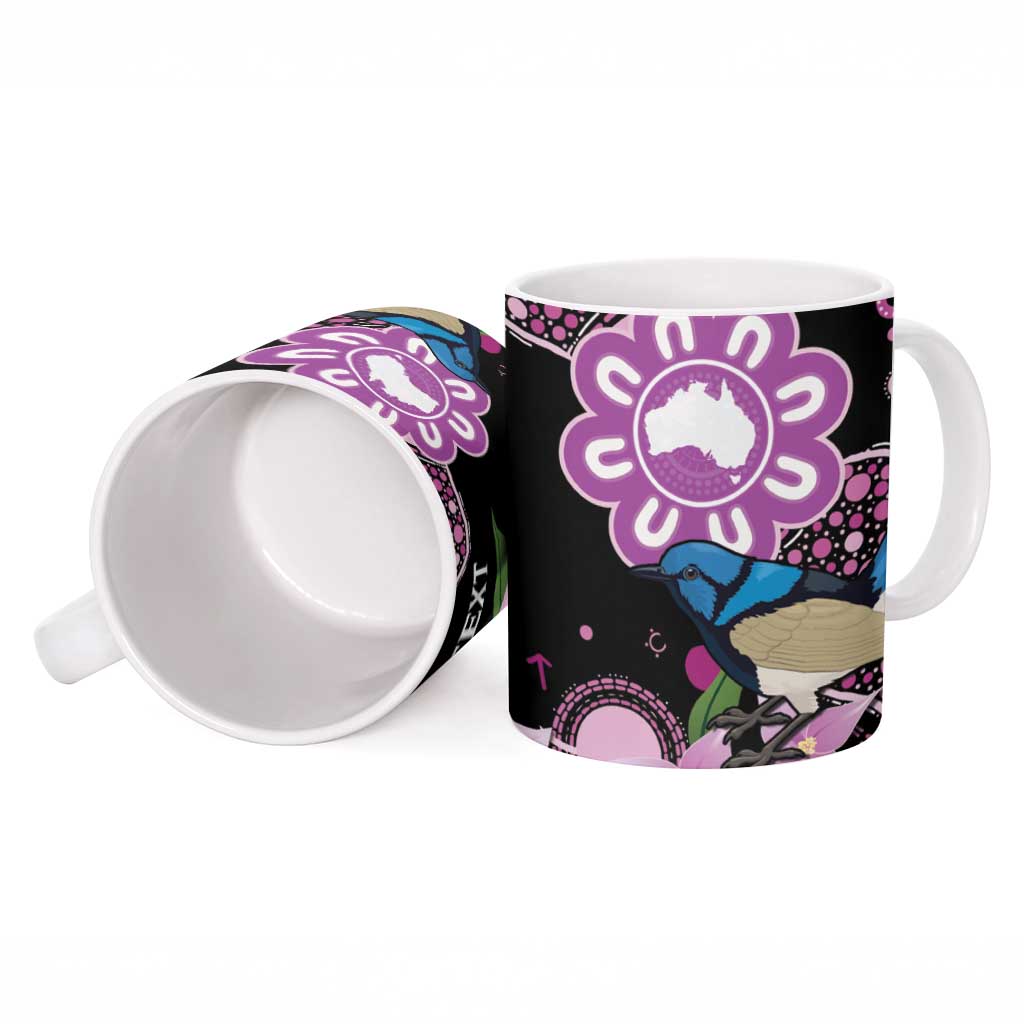 Personalised Australia Boronia And Malurus Cyaneus Ceramic Mug Aboriginal Art - Aussie Hoodie