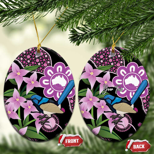 Personalised Australia Boronia And Malurus Cyaneus Ceramic Ornament Aboriginal Art - Aussie Hoodie