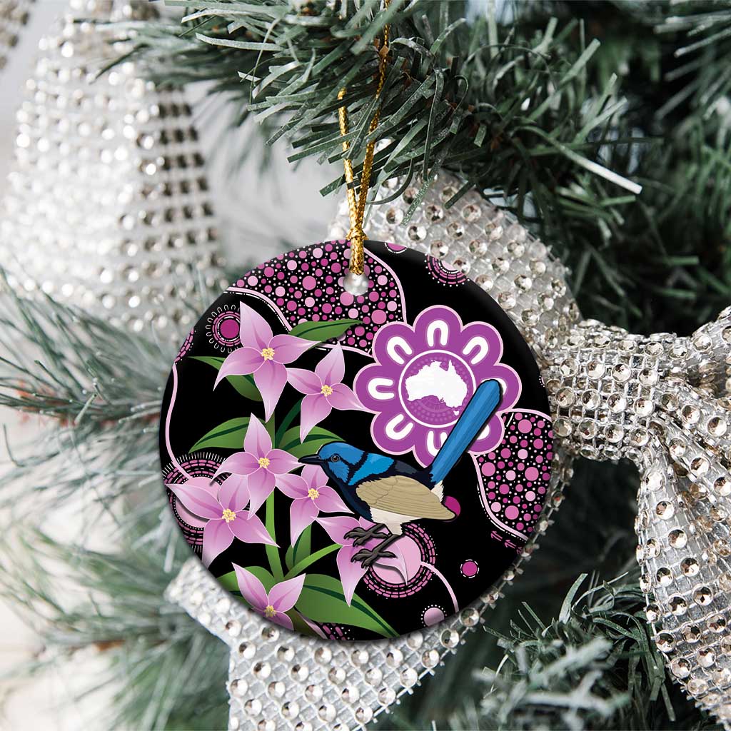 Personalised Australia Boronia And Malurus Cyaneus Ceramic Ornament Aboriginal Art - Aussie Hoodie