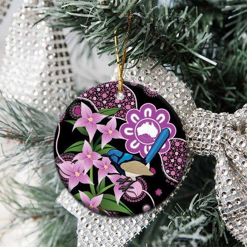 Personalised Australia Boronia And Malurus Cyaneus Ceramic Ornament Aboriginal Art - Aussie Hoodie