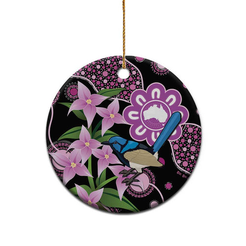 Personalised Australia Boronia And Malurus Cyaneus Ceramic Ornament Aboriginal Art - Aussie Hoodie