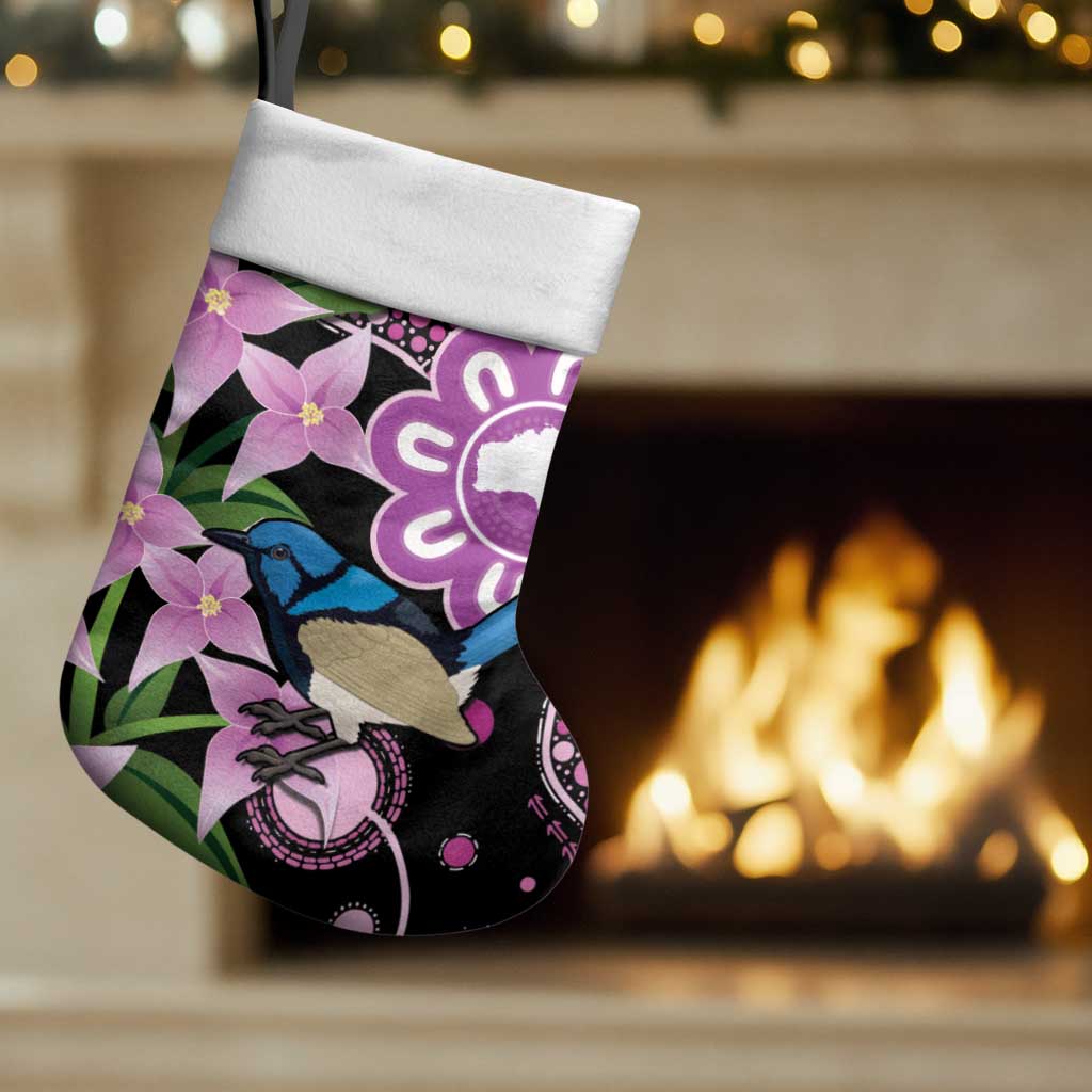 Personalised Australia Boronia And Malurus Cyaneus Christmas Stocking Aboriginal Art - Aussie Hoodie