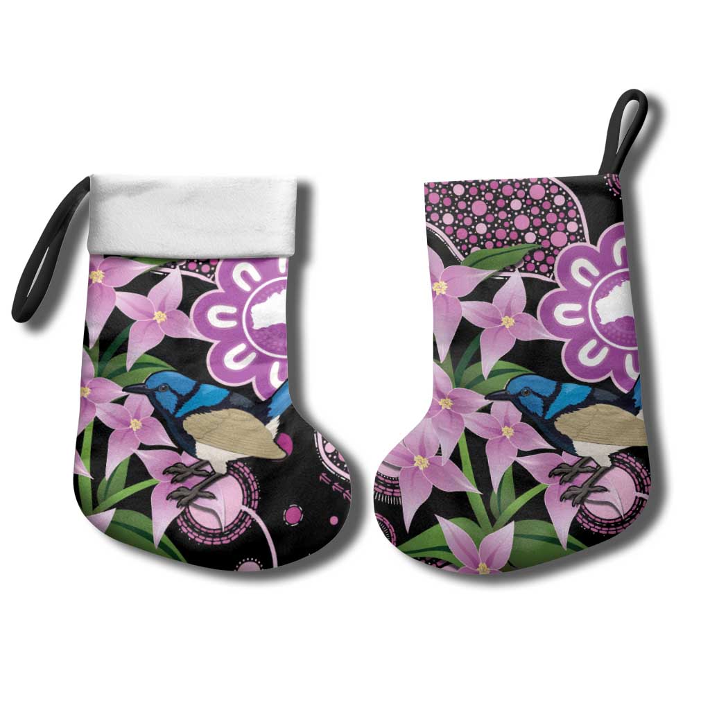 Personalised Australia Boronia And Malurus Cyaneus Christmas Stocking Aboriginal Art - Aussie Hoodie