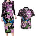 Personalised Australia Boronia And Malurus Cyaneus Couples Matching Long Sleeve Bodycon Dress and Hawaiian Shirt Aboriginal Art