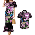 Personalised Australia Boronia And Malurus Cyaneus Couples Matching Mermaid Dress and Hawaiian Shirt Aboriginal Art