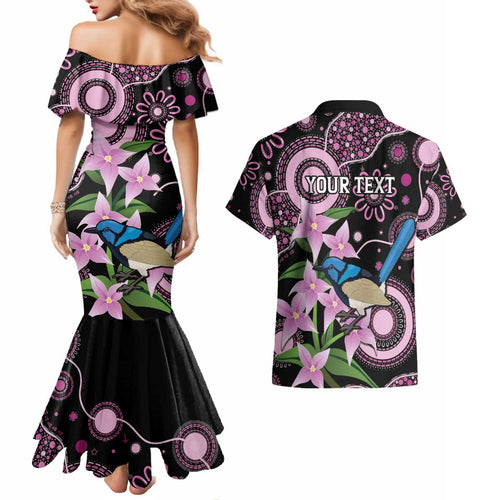 Personalised Australia Boronia And Malurus Cyaneus Couples Matching Mermaid Dress and Hawaiian Shirt Aboriginal Art