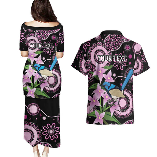 Personalised Australia Boronia And Malurus Cyaneus Couples Matching Puletasi and Hawaiian Shirt Aboriginal Art