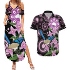 Personalised Australia Boronia And Malurus Cyaneus Couples Matching Summer Maxi Dress and Hawaiian Shirt Aboriginal Art
