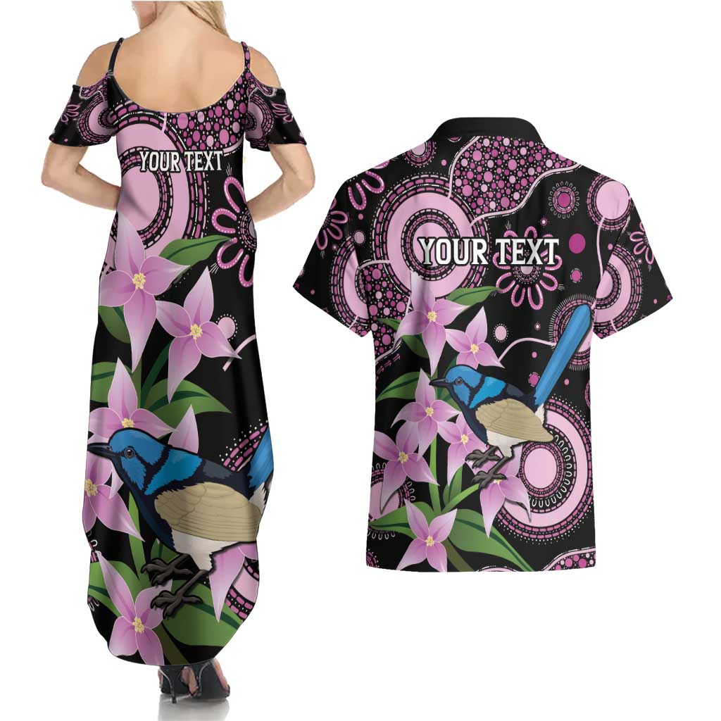 Personalised Australia Boronia And Malurus Cyaneus Couples Matching Summer Maxi Dress and Hawaiian Shirt Aboriginal Art