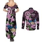 Personalised Australia Boronia And Malurus Cyaneus Couples Matching Summer Maxi Dress and Long Sleeve Button Shirt Aboriginal Art