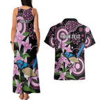 Personalised Australia Boronia And Malurus Cyaneus Couples Matching Tank Maxi Dress and Hawaiian Shirt Aboriginal Art
